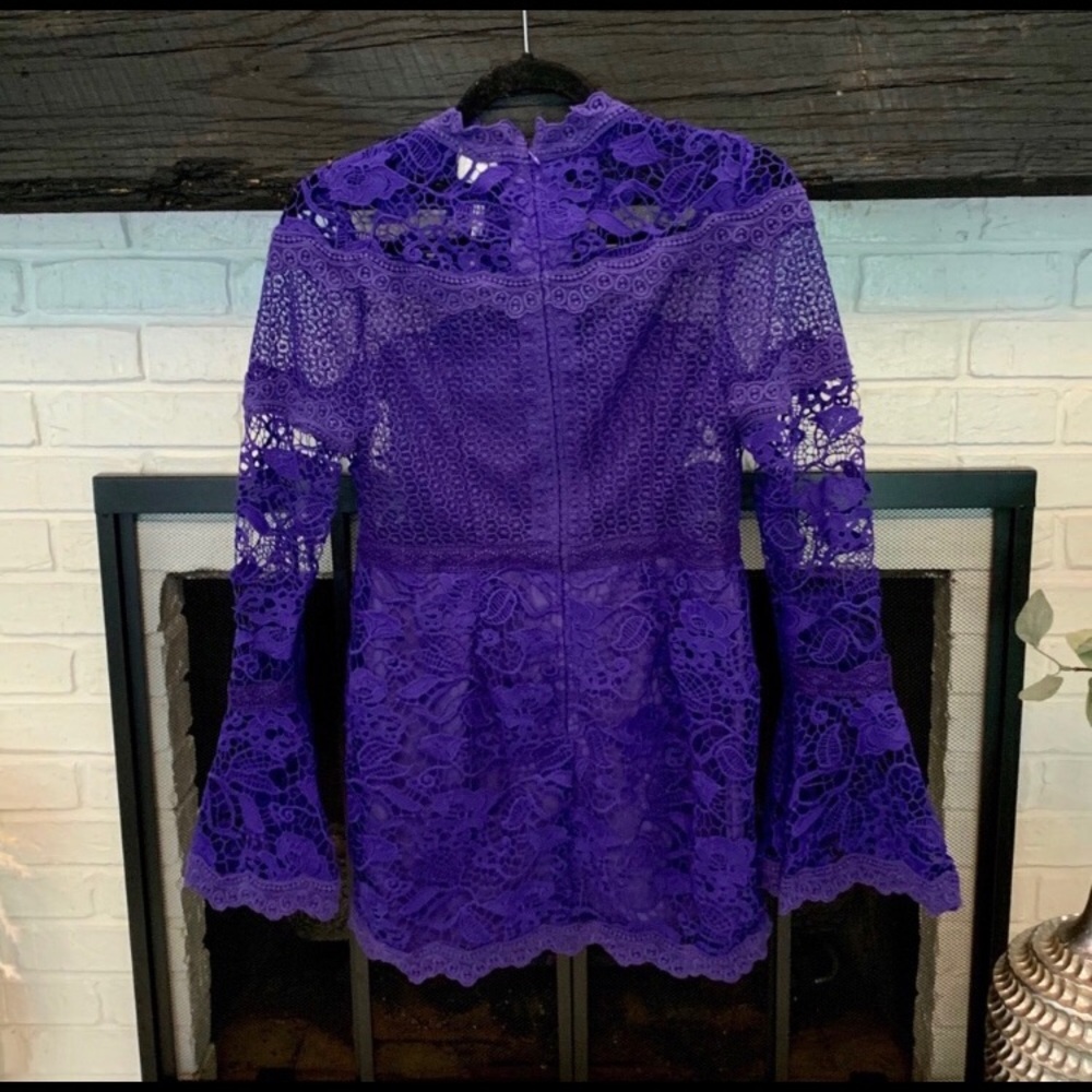 *NWT* ASOS Petite Lace Long Sleeve Mini Dress - Picture 6 of 8
